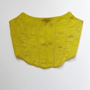 Handmade Chartreuse Corduroy Cropped Corset Bustier